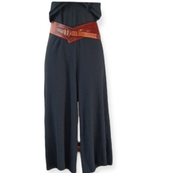 Zara Trafaluc Black ribbed stretch jumpsuit Size L - Picture 5 of 8